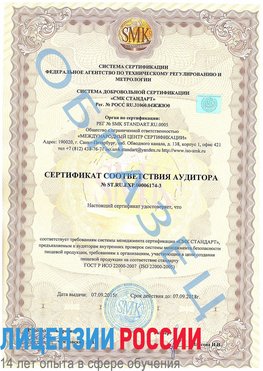 Образец сертификата соответствия аудитора №ST.RU.EXP.00006174-3 Красноармейск Сертификат ISO 22000